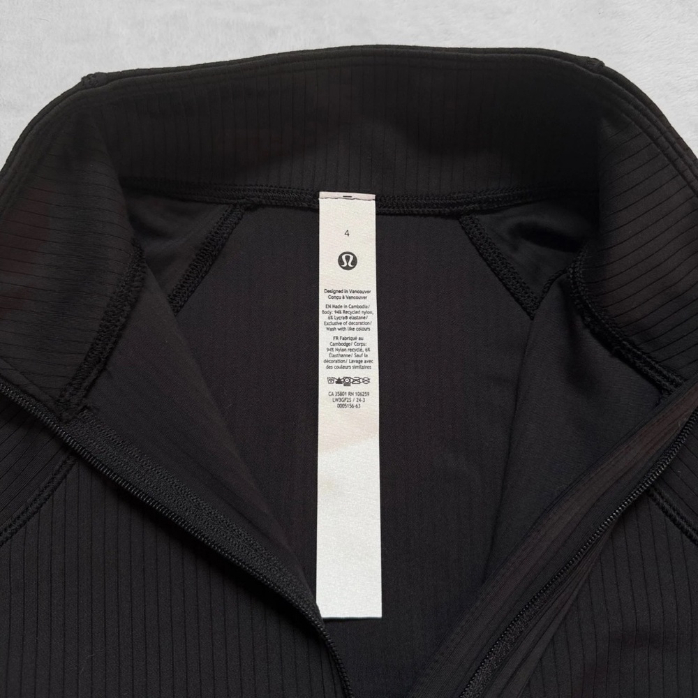 NWT Lululemon It’s Rulu™ Run Ribbed Cropped Half-Zip – Black – Size 4 - Picture 7 of 10